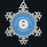 Personalized Korean (South) Angel Hanukkah Flag Snowflake Pewter Christmas Ornament<br><div class="desc">Pewter snowflake ornament, designed for families with multiple religions, features blue and white squiggly squares for Hanukkah making up the background for this Republic of Korea flag or South Korean flag angel. Add a name, yours or someone else's for a personalized gift. Customize by adding the correct year for your...</div>