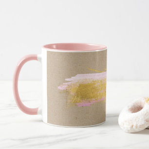 Personalized Kraft Gold Pink Brush Mug