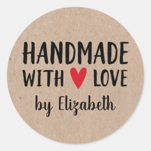 Personalized Kraft Handmade With Love Sticker