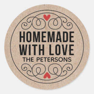 Personalized Kraft Homemade With Love Classic Round Sticker
