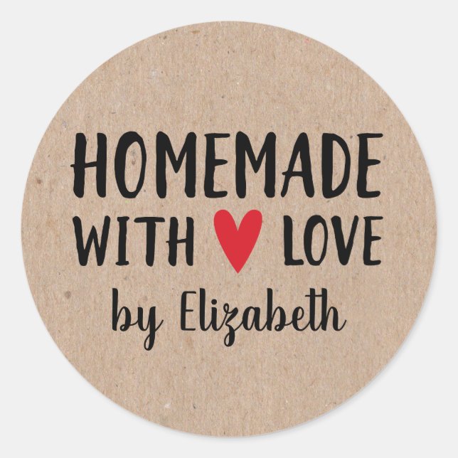 Personalized Kraft Homemade With Love Sticker (Front)