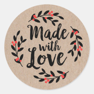 Personalized Kraft Made With Love Classic Round St Sticker