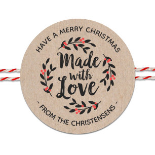 Personalized Kraft Made With Love Classic Round Sticker