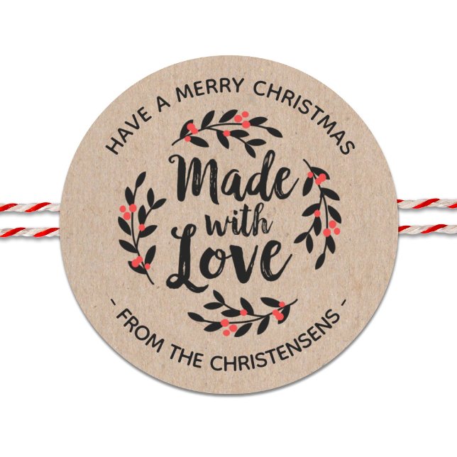 Personalized Kraft Made With Love Classic Round Sticker (Creator Uploaded)