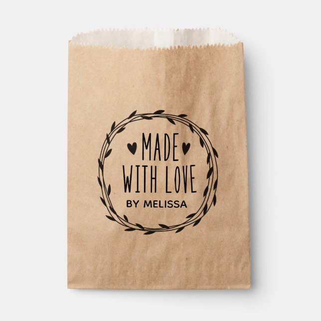 Personalized Kraft Made With Love Favour Bag (Front)