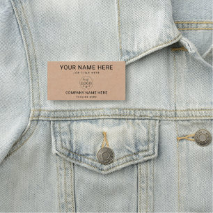 Personalized Kraft Style 3" X 1.5" Rectangle Name Tag