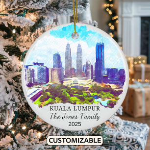 Personalized Kuala Lumpur, Malaysia Gift Ceramic Ornament
