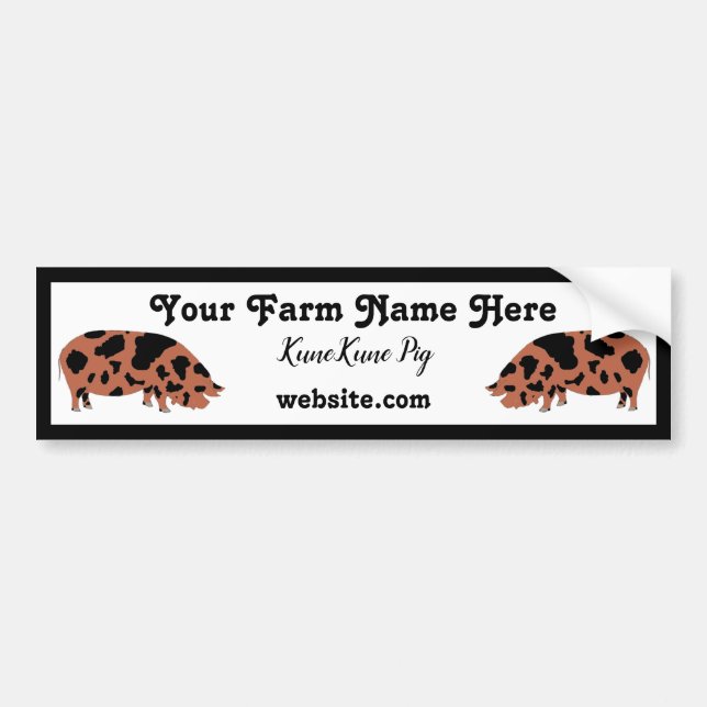 Personalized KuneKune Pig Bumper Sticker (Front)