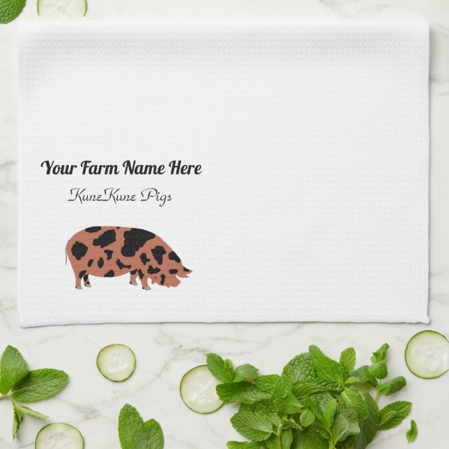 Personalized KuneKune Pig Kitchen Towel (Folded)