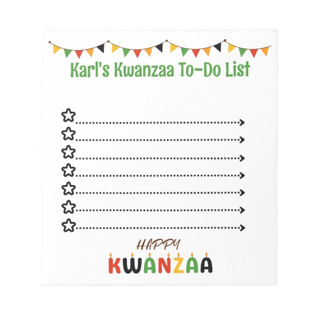 Personalized Kwanzaa To- Do List Notepad (Front)
