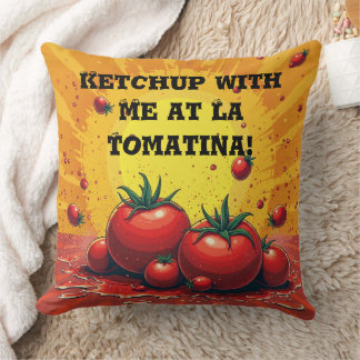Personalized La Tomatina  – Custom Tomato Festival Throw Pillow