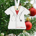 Personalized Lab Coat/Doctor Ornament<br><div class="desc">Fun medical professional gift idea.  Standard white lab coat,  stethoscope and her name personalized.  Choose customize it to change the colour of the shirt and the font.</div>
