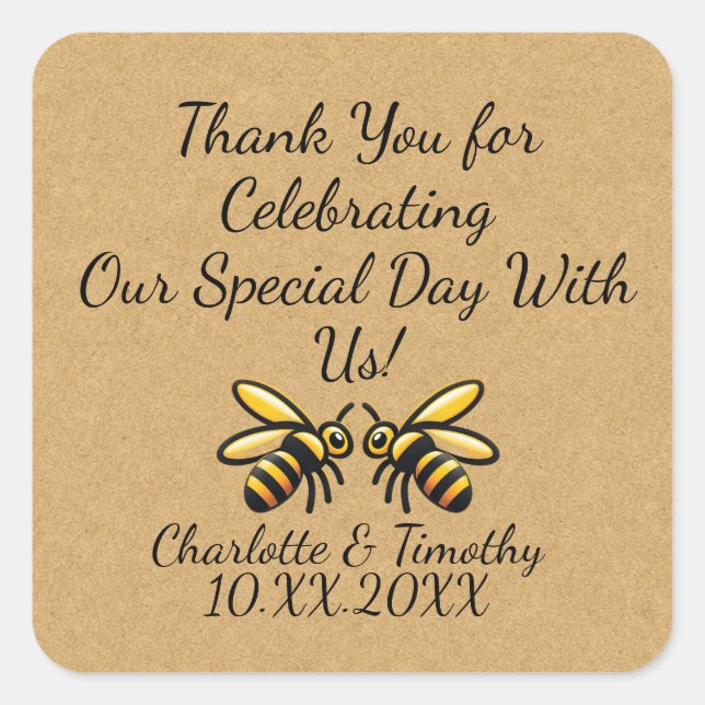 Personalized Label for Wedding Honey Jar Favours (Front)