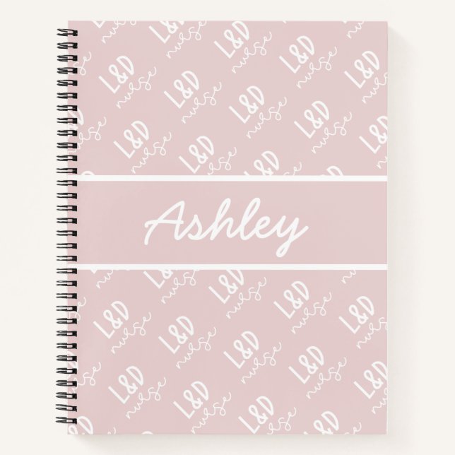 Personalized Labour and Delivery Nurse Pattern  Notebook (Front)