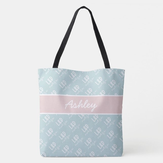 Personalized Labour and Delivery Nurse Pattern Tot Tote Bag (Back)