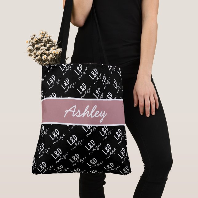 Personalized Labour and Delivery Nurse Pattern Tot Tote Bag (Close Up)