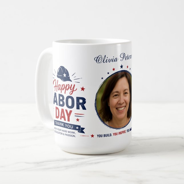 Personalized Labour Day Photo & Name Mug  (Front Left)