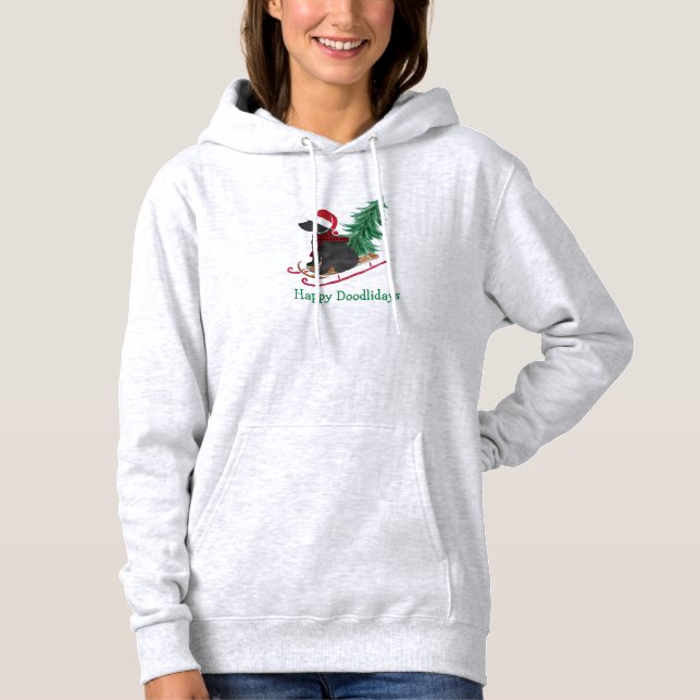 Personalized Labradoodle Christmas Sled Hoodie (Front)