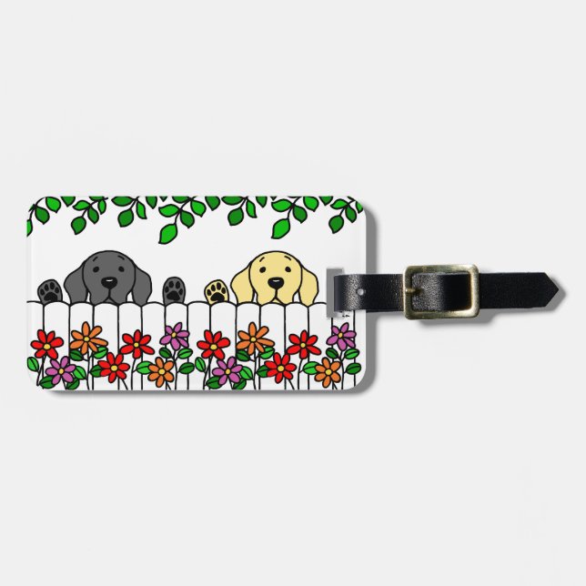 Personalized Labrador Duo Watching You Luggage Tag (Front Horizontal)