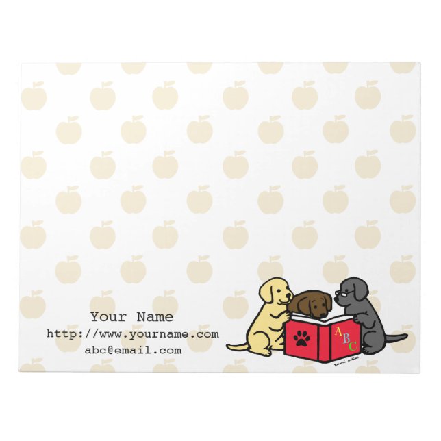 Personalized Labrador Puppies Reading Notepads (Front)