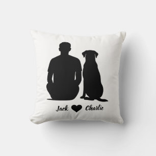 Personalized Labrador Retriever Dog And Male Owner Throw Pillow