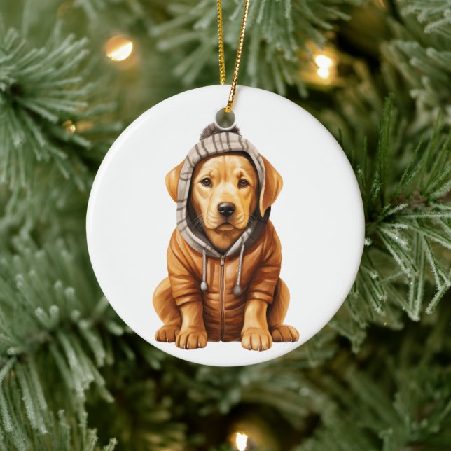 Personalized Labrador Retriever Dog Art Ceramic Ornament (Tree)