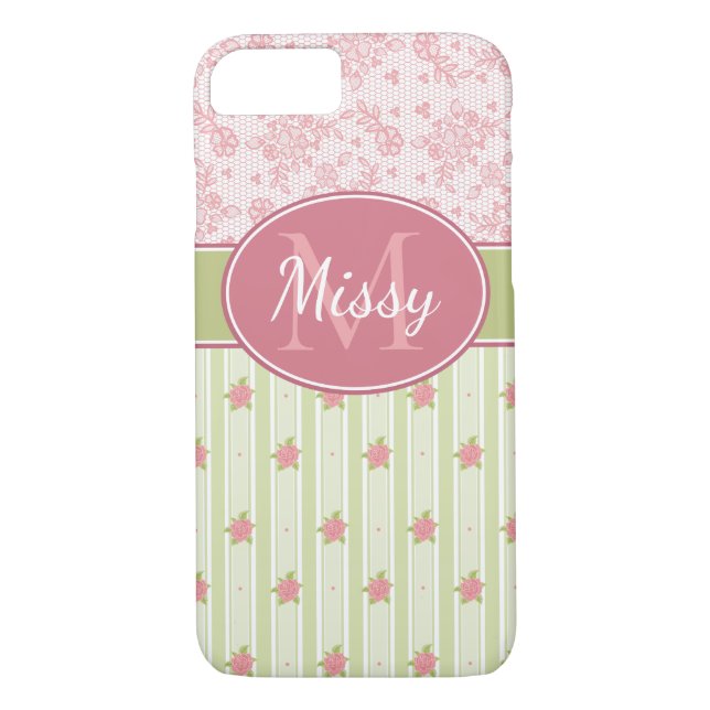 Personalized Lace & English Garden Case-Mate iPhone Case (Back)