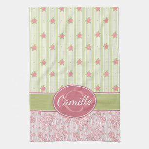 Personalized Lace & English Garden Kitchen Towel