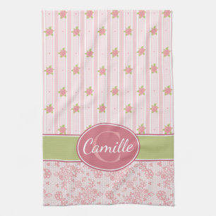 Personalized Lace & English Garden Kitchen Towel