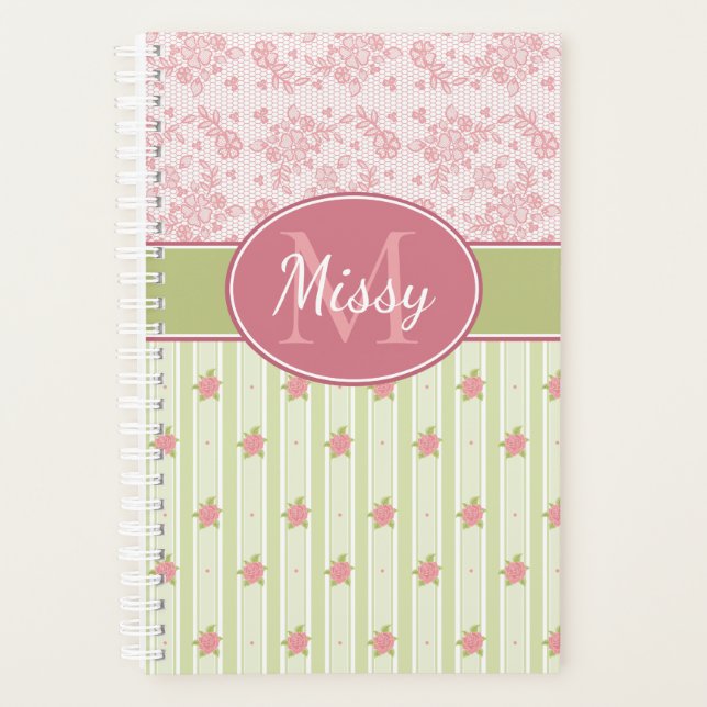 Personalized Lace & English Garden Planner (Front)