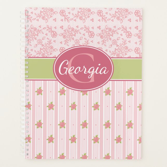 Personalized Lace & English Garden Planner (Front)