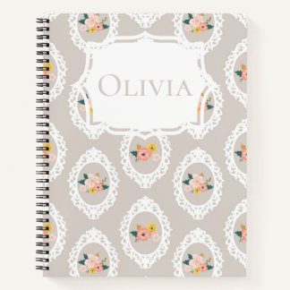 Personalized Lace Floral Girly Notebook
