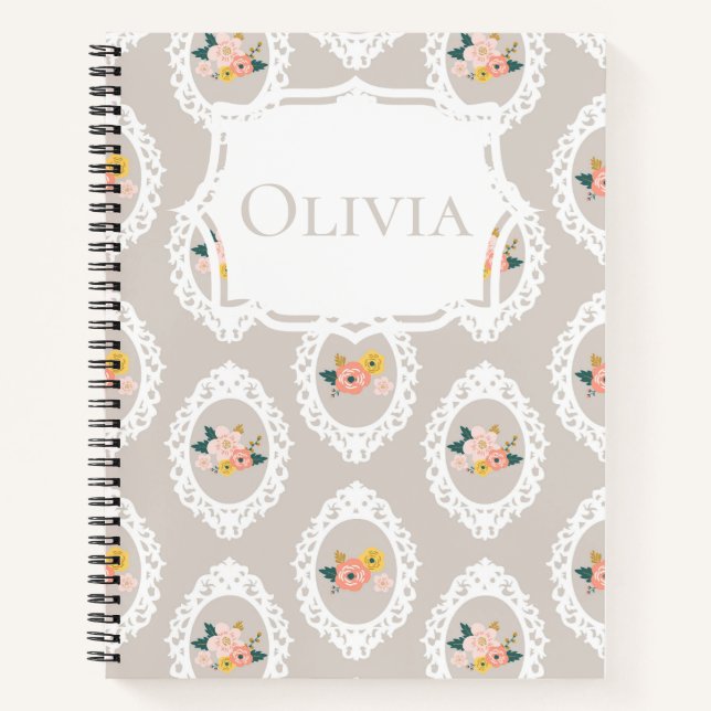 Personalized Lace Floral Girly Notebook (Front)