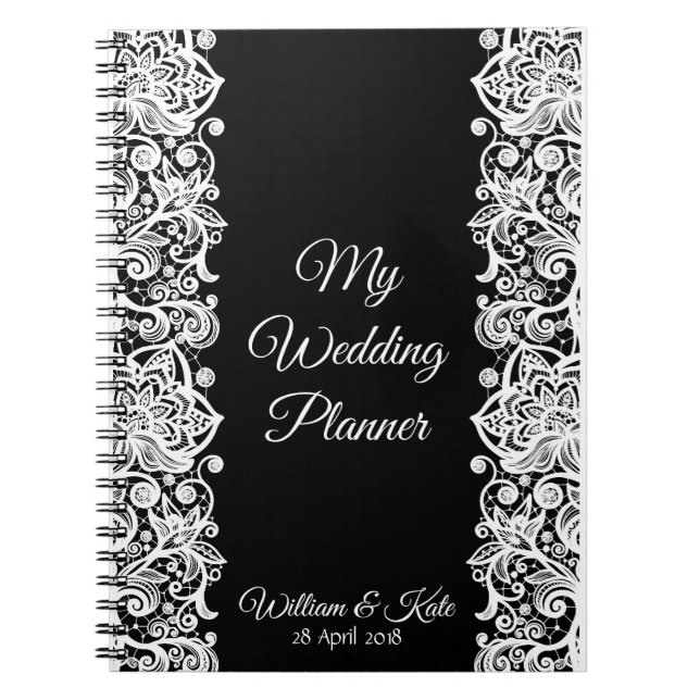 Personalized Lace Wedding Planner Notebook (Front)