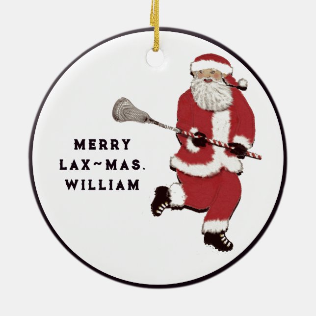Personalized Lacrosse Gift Ceramic Ornament (Back)