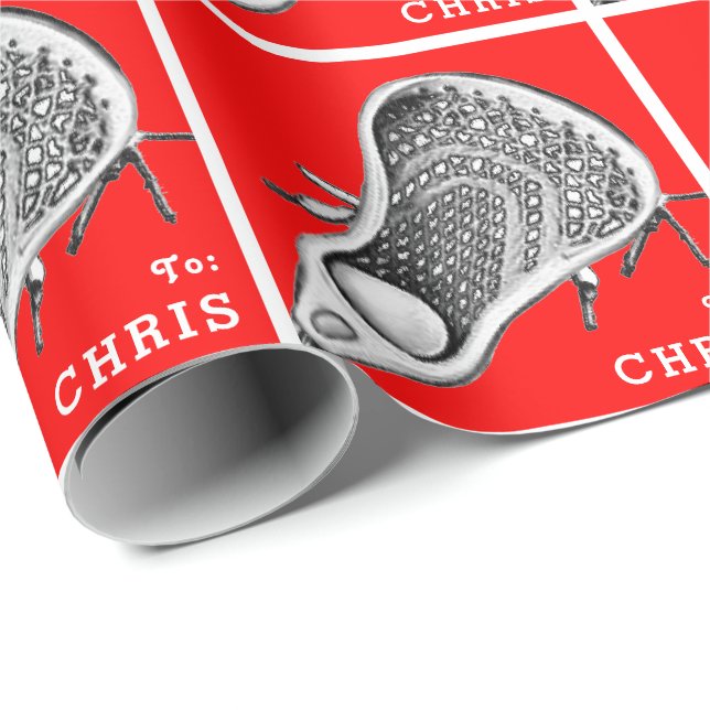 Personalized Lacrosse Gift Wrapping Paper (Roll Corner)