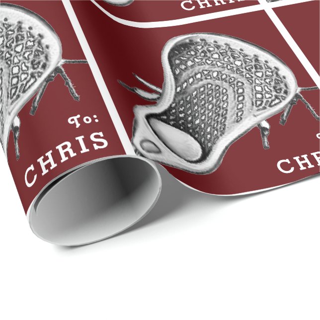 Personalized Lacrosse Gift Wrapping Paper (Roll Corner)