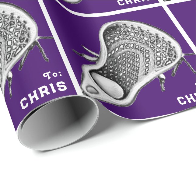 Personalized Lacrosse Gift Wrapping Paper (Roll Corner)