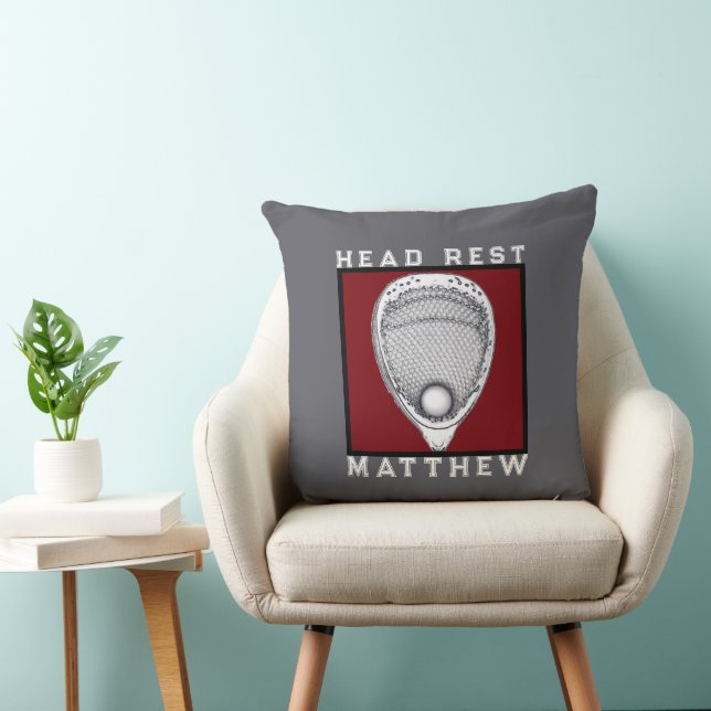 Personalized Lacrosse Goalie Throw Pillow (Chair)