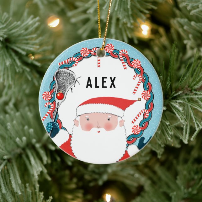 Personalized Lacrosse Keepsake Ceramic Ornament (Tree)