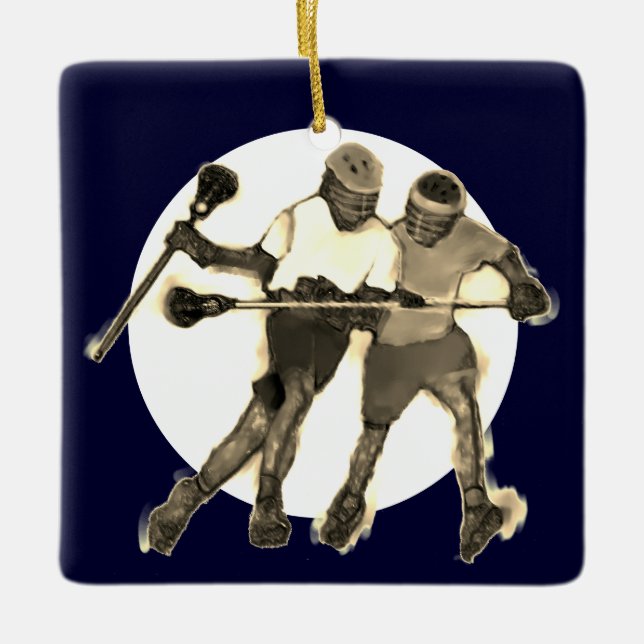 Personalized Lacrosse Keepsake Gift Ceramic Ornament (Front)