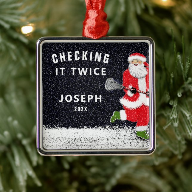 Personalized Lacrosse Keepsake Gift Metal Ornament (Tree)