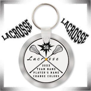 Personalized Lacrosse Keychain, Your TEXT,  COLORS Keychain
