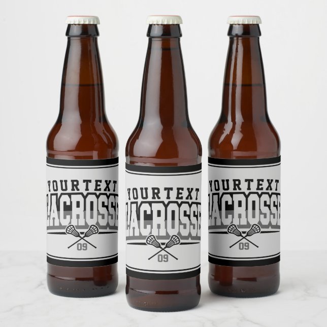 Personalized Lacrosse Player ADD NAME Team Number Beer Bottle Label (Bottles)