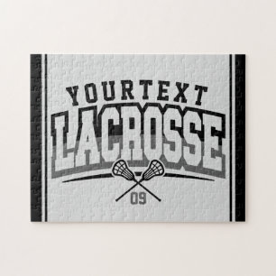 Personalized Lacrosse Player ADD NAME Team Number Jigsaw Puzzle