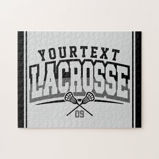 Personalized Lacrosse Player ADD NAME Team Number Jigsaw Puzzle (Horizontal)