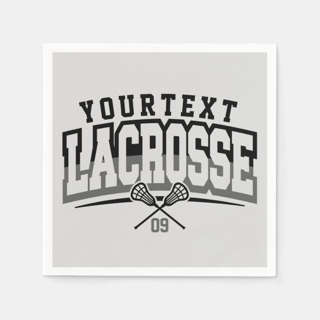 Personalized Lacrosse Player ADD NAME Team Number Napkin (Front)