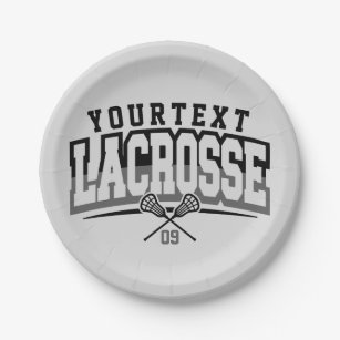 Personalized Lacrosse Player ADD NAME Team Number Paper Plate