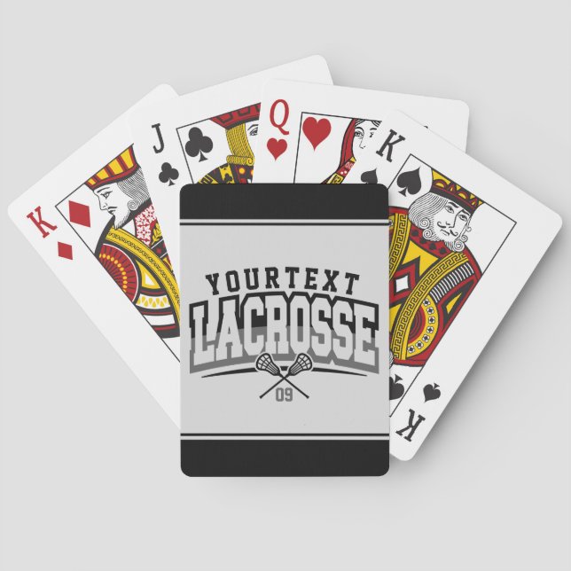 Personalized Lacrosse Player ADD NAME Team Number Playing Cards (Back)