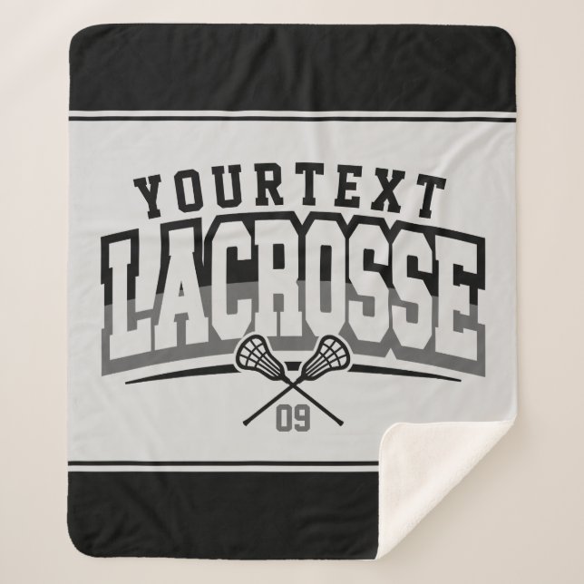 Personalized Lacrosse Player ADD NAME Team Number Sherpa Blanket (Front)